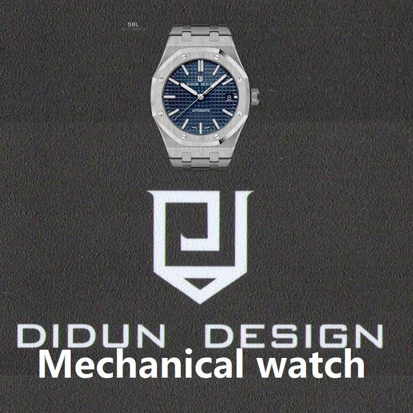 

didun watch men luxury brand mechanical watch fashion business male shockproof 30m waterproof luminous wristwatch, Slivery;brown