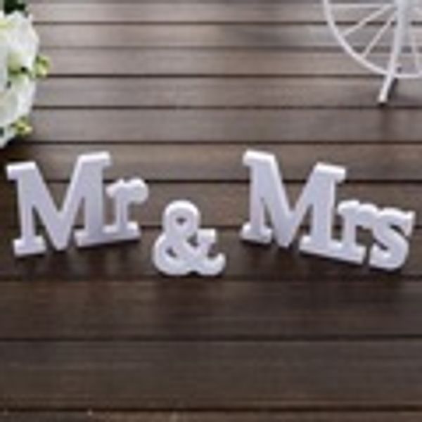 

3 pcs/set wedding decorations mr & mrs mariage decor birthday party decorations white letters wedding sign