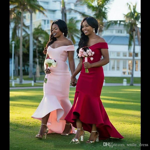 

Cheap Mermaid Bridesmaid Dresses African Off Shouder Long Vintage Wedding Guest Gowns Lace Arabic Maid Of Honor Dress