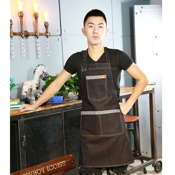 

2018 new cotton cowboy apron for woman men kitchen uniform apron chef restaurant cooking barber coffee waitress