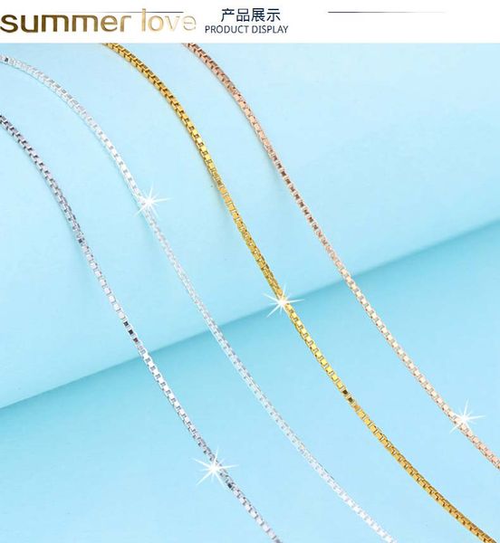 

925 sterling silver 0.65mm 0.8mm box chain necklace 16" 18" for pendants wholesale jewelry making