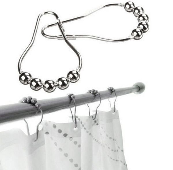 2019 Rustproof Metal Shower Curtain Rollerball Rings Hooks