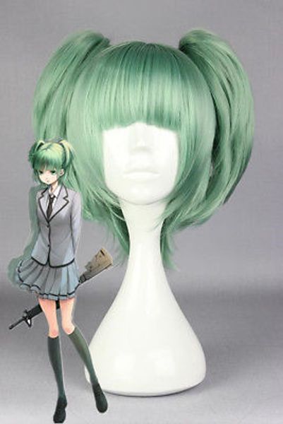 

halloween assassination classroom cosplay costume green wig for kaede kayano, Black;brown