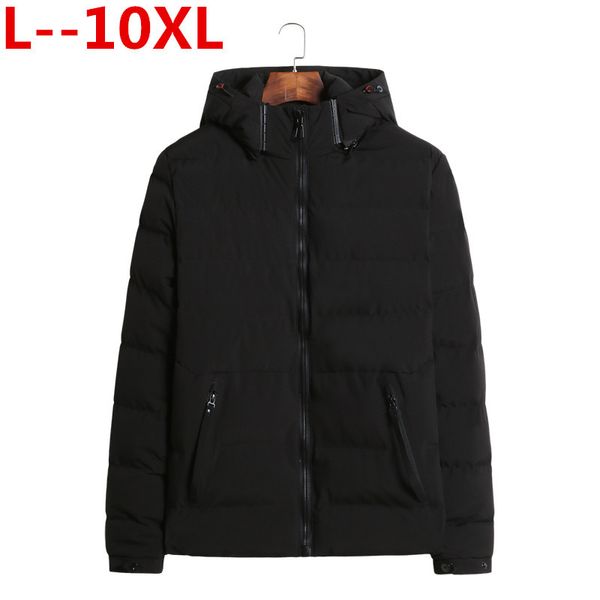 

plus 10xl 8xl 6xl 2018 new winter men parkas warm down jacket casual parka male jacket casual slim fit hooded coat men, Black