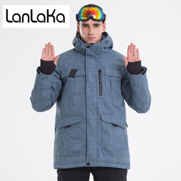 

lanlaka 2018 new brand ski jacket men high-quality winter waterproof coat warm snowboarding jackets cowboy-blue ski jackets male