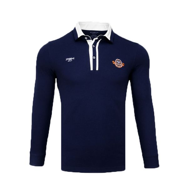 

pgm golf training shirts for men breathable quick dry polo shirts male long sleeve stand collar golf clothing aa11837, Black;blue