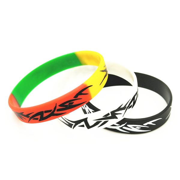 

50pcs fashion ghana silicone bracelet&bangles black white color silk screen silicone wristband jewelry gifts wolesale sh273, Golden;silver