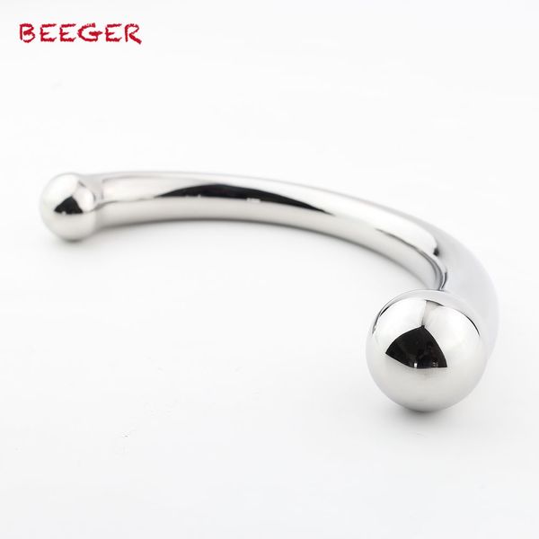 BEEGER The Chrome Crescent Dildo, massaggiatore prostatico Stimolatore clitorideo Spina anale punto G in acciaio inossidabile Y18110106