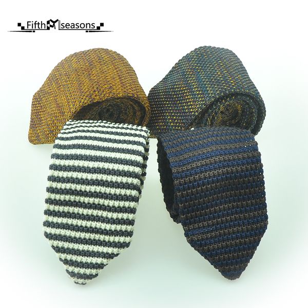 

chcum silk knitted neck tie classical business vintage striped ties for men skinny gravatas cravats accessories, Black;blue