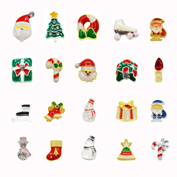 

20 style snowflake 3d nail decorations christams snowman socks uv gel glitter nail art manicure accessories 2019 new years, Silver;gold