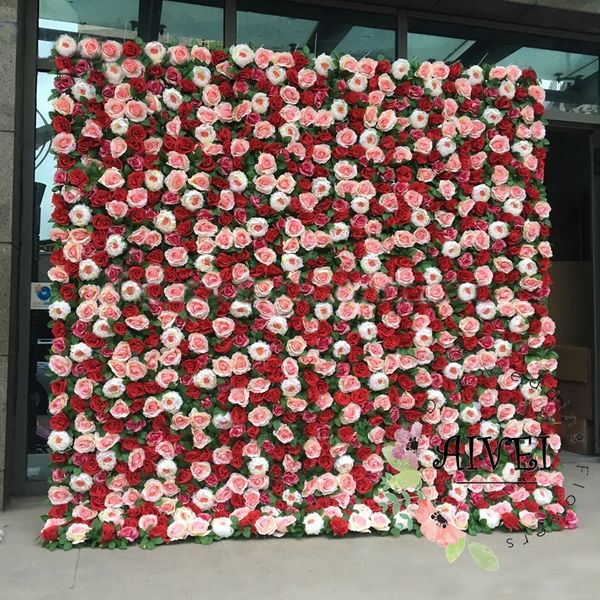 Acheter Artificielle Rose Fleur Toile De Fond Décoratif Fête Danniversaire Ou Boutique Décoration Soie Rose Fleur Mur De Mariage Scène Décoration