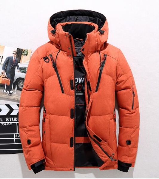 

winter men's down jacket short outdoor sports slim hooded fashion thick warm youth parkas coats outerwear, Black