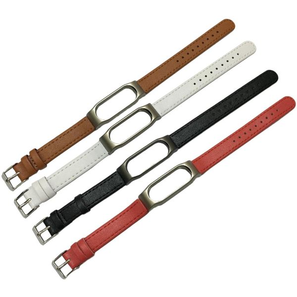 

new suitable for millet bracelet 2 leather wristband with light sense smart bracelet wrist strap with metal case leather strap, Black;brown