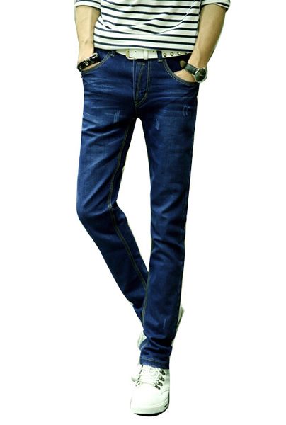 

men 's fashion stretch slim jeans, Black
