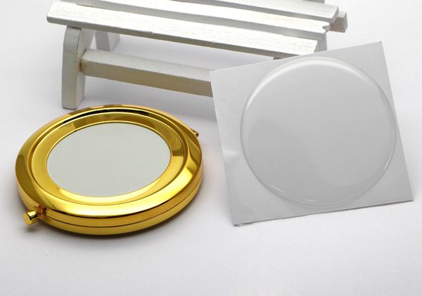 

70mm blank gold compact mirror diy metal pocket mirror diy set #m070kg 100 pieces/lot ing