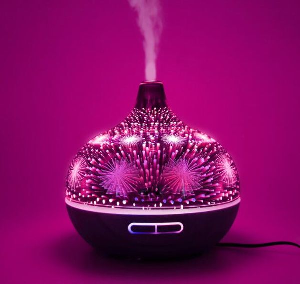 

3d realistic fireworks aroma essential oil diffuser air ultrasonic humidifier for home aromatherapy fogger mist maker with 7 light