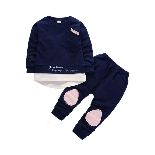 

children boys girls fashion clothes baby long sleeve t-shirt pants 2pcs suits kids clothing sets toddler tracksuits, White