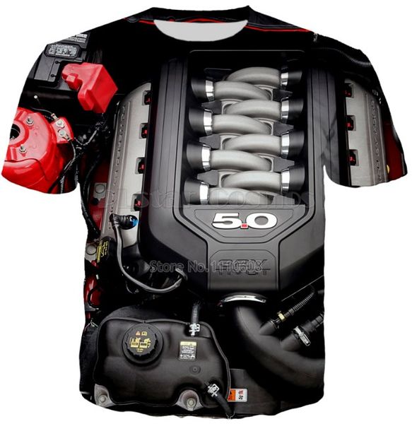 

новая мода мужчины / женщины части двигателя серии смешные 3d печатный футболка summe стиль мода повседневная футболка s-xxxxxxl u179, White;black