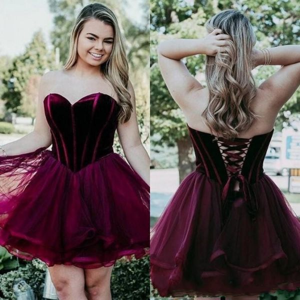 

бургундия sexy 2019 новые короткие платья возвращения на родину милая дешевые зашнуровать назад коктейльные платья выпускные платья вечерние, Blue;pink