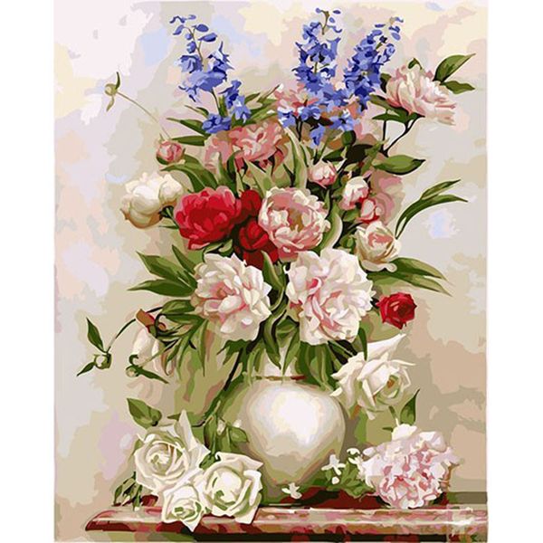 

0329zc153 home wall deco picture diy number oil painting children graffiti peony flowers painting by numbers