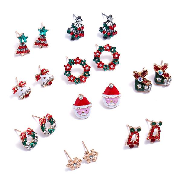 2019 Fashion New Christmas Ear Nail Snowflake Round Stud Earring For