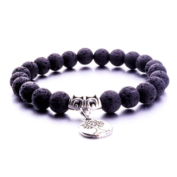 

8mm black lava stone turquoise beads tree of life bracelet diy essential oil diffuser bracelet for women men