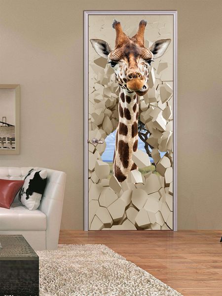 

ПВХ Самоклеящиеся Водонепроницаемые Наклейки ПВХ 3D Двери Наклейки Обои Мультфил