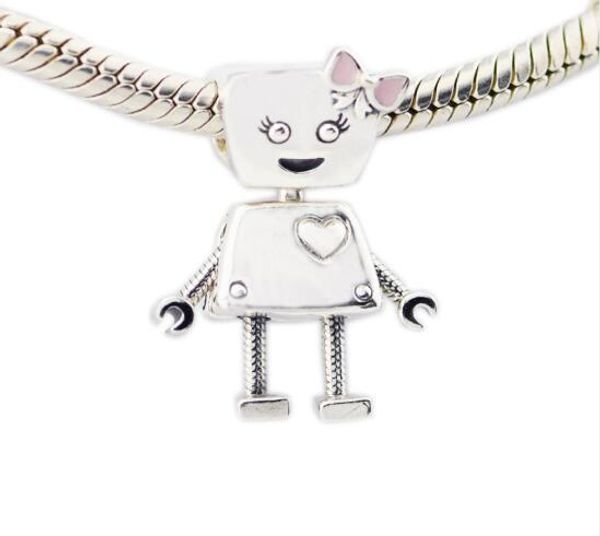 

fits for pandora bracelet charms silver 925 original beads for jewelry making bella bot charm pink enamel silver 925 jewelry 2018 spring, Black