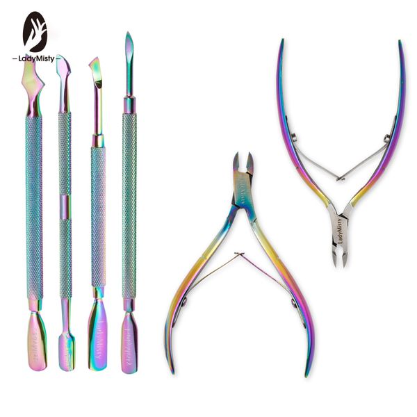 

ladymisty rainbow chameleon nail art cuticle pusher cutter nipper clipper dead skin remover manicure nail art tool