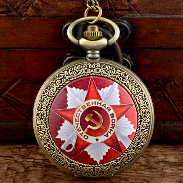 

classic soviet army quartz pocket watch chains antique men women scythe hammer pendant necklace clock gift, Slivery;golden