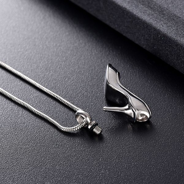 

lkj10531 unique high-heeled shoes cremation jewelry for ashes pendant holder urns stainless steel memorial necklace for women, Silver