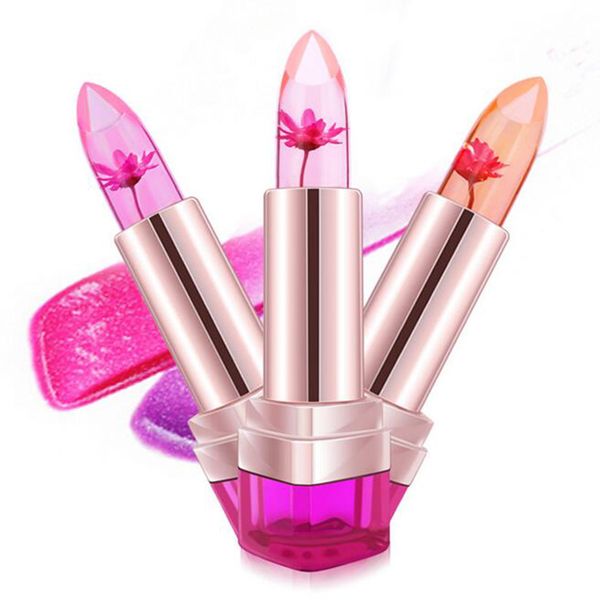 

2017 jelly flower lipstick lip gloss transparent moisturizer makeup nonstick cup discoloration lipstick cosmetics beauty i170