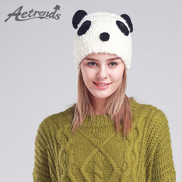 

aetrends] cute panda beanies winter beanie hats for women novelty caps z-3080, Blue;gray