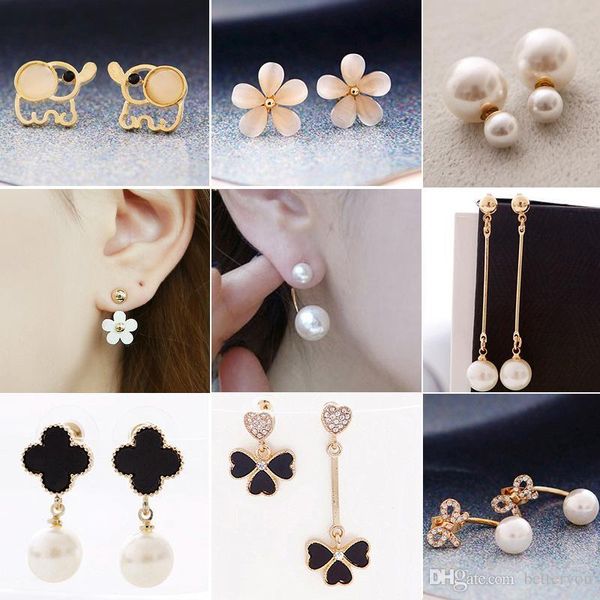 

small act the role of sweet personality contracted eardrop earrings temperament female pearl earrings earrings long wholesale, Silver