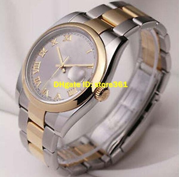 

34.new arrive luxury watches gift box wrist watch mens 36mm 18kt gold grey roman 116203, Slivery;brown