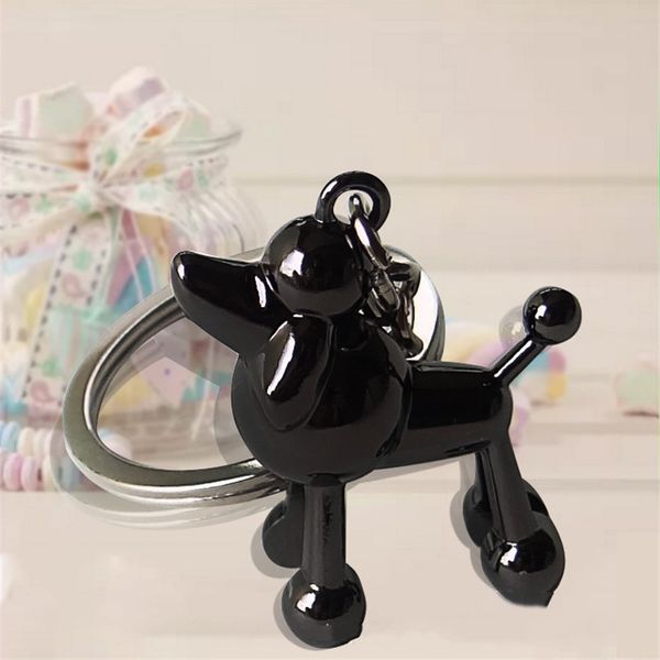 Creativo nero argento 3D cane portachiavi in lega di metallo simpatico cartone animato animale portachiavi per uomo donna ciondolo borsa portachiavi ornamento auto