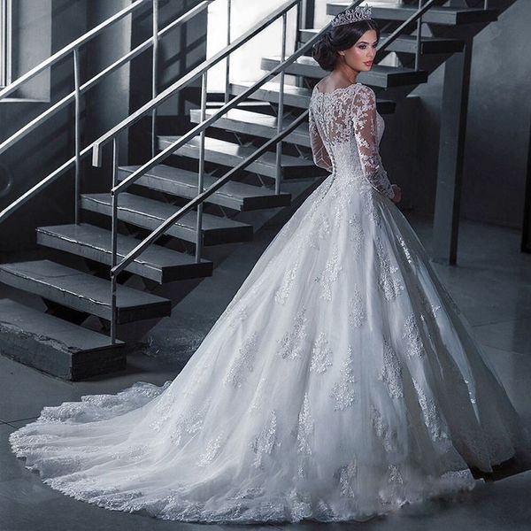 

sale 2021 long sleeves spring wedding dresses lace appliques bridal gowns custom online vestidos de mariage ladies garden vestidos, White