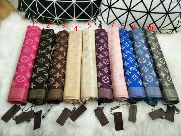 

2019 brand scarf womens design scarf size 180x70cm fashion gold thread womens scarves without box rt-660a, Blue;gray