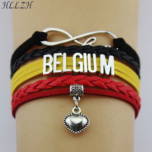 

hllzh infinity love belgium bracelets heart tassel fashion handmade weave rope leather bracelets bangle for women men jewelry, Black