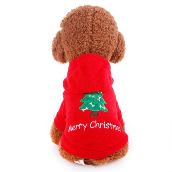 Vestiti rossi per cani da compagnia di Natale Tuta Felpa con cappuccio per cani Cappotto Giacca Abbigliamento Costume da cucciolo carino per felpa con cappuccio per cucciolo di gatto Teddy Chihuahua