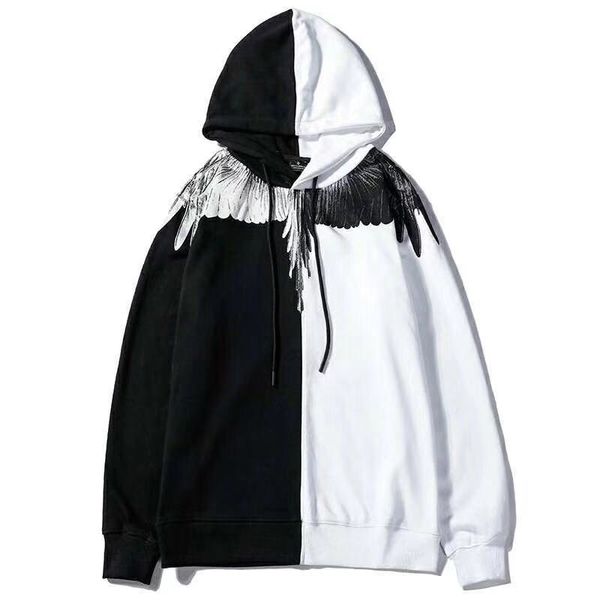 

new wings yin yang black and white hooded hoodies men and women couple students with the sweater