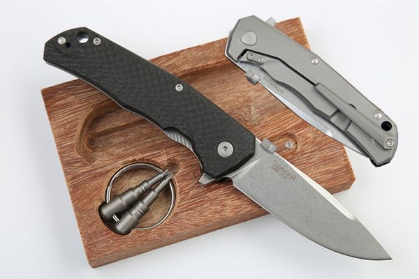 

New Lion steel M390 Steel Folding knife Stonewash Finish Carbon fiber handle With T6 T8 Tool Camping Hiking Knives G328Q