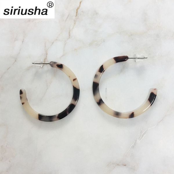 

autumn and winter new acrylic earrings popular europe and america playful cute leopard color beauty girl c-shaped earrings y927, Silver