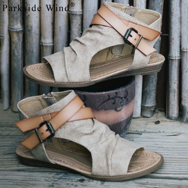

parkside wind women sandals gladiator peep toe buckle strap zipper design women flats shoes summer beach ladies shoes xwa1117-5, Black