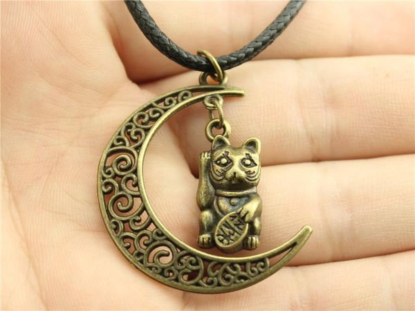 

wysiwyg 5 pieces leather chain necklaces pendants choker collar male necklace fashion lucky cat 23x11mm n6-a11573-a11075, Golden;silver