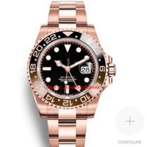 

2018 новая модель 126715 m126711 40 мм GMT II Cerachrom черный циферблат керамический безель 40 мм розовое золото автоматические мужские часы Наручные часы