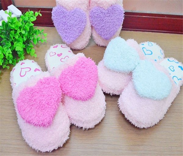 

couple autumn and winter cartoon cute love heart peach slippers home, Black;grey