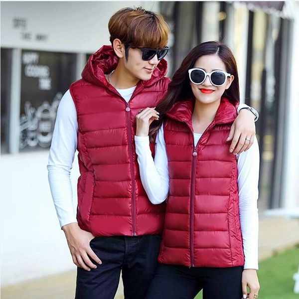 

1 pcs spring and autumn winter new couple down cotton vest man and woman plus size 5xl vest woman slim hooded warm jacket, Black;white