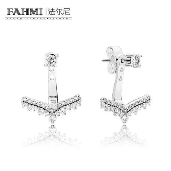 

fahmi 100% 925 sterling silver 1:1 original 297739cz princess wishbone earring studs luxury jewelry women's charming gift, Golden;silver