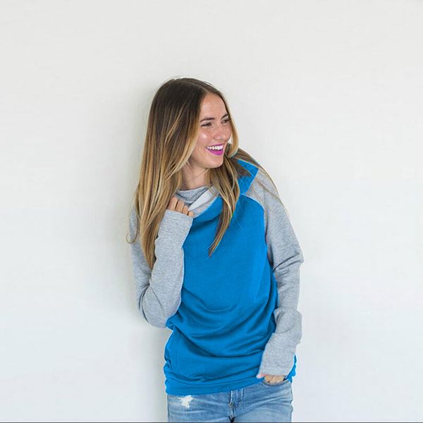 

zipper pocket sweatshirt pullover 2018 dhl women's double hooded cotton stripe shirt autumn winter funnel neck banded bottom casual pul, Black